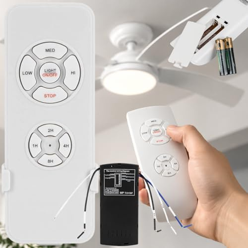 Generico Telecomando Per Ventilatore a Soffitto Universale, Kit Di Telecomando Universale Per 220V Wireless Ventilatore Lampada Da Soffitto, Velocità Del Vento Trasmettitore Ricevitore