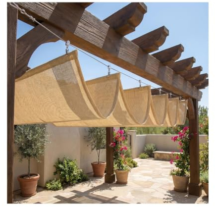 Tenda da sole a onda telescopica a forma di U, vela ombreggiante HDPE, rete parasole for esterni, durevole e resistente ai raggi UV, for patio, giardino e spazi esterni(W1.2*L3m/W3.93*L9.84ft)