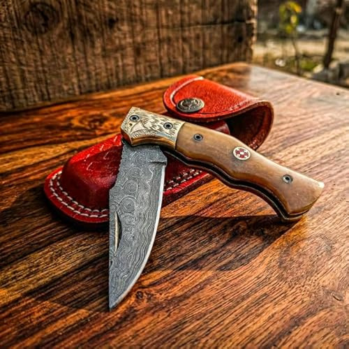 Dessi Handmade damascus Steel Folding Utility Tool. Legal to carry in UK.1683