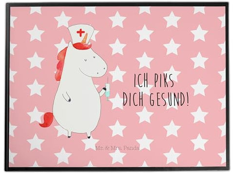 Mr. & Mrs. Panda Schreibunterlage Einhorn Krankenschwester - Geschenk, Schreibtisch Unterlagen, arbeitsunterlage, tischpad, Unicorn, Krankenhaus, Krankenpfleger, schreibtischunterlage, Ärztin