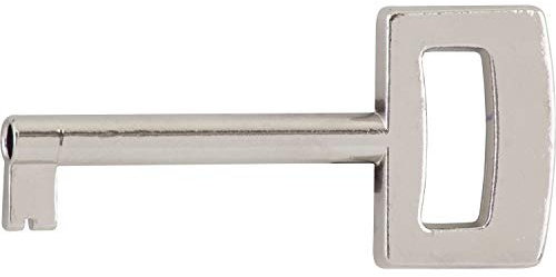 Gedotec Bartschlüssel Schrank Bunt-Bartschlüssel für Möbel-Schloss Ersatz-Schlüssel Deko - Linz | 68 mm | Messing silber vernickelt | 1 Stück - Design Möbelschlüssel Euro-Sperre für Schubladen