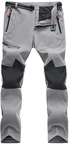 MAGCOMSEN Hiking Pants Men Quick Dry Waterproof Lightweight Softshell Work Rain Pants Climbing Fishing Sport Light Grey 32