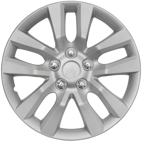 BDK (4-Pack) Premium 16 Inch Rim Wheel Cover Hubcaps for Cars Trucks SUVs Vans, Direct OEM Replacement Universal Fit Snap-On ABS Hubcaps 16 inch Wheel Covers - Set of 4 Hub Caps - 10-Spokes Silver