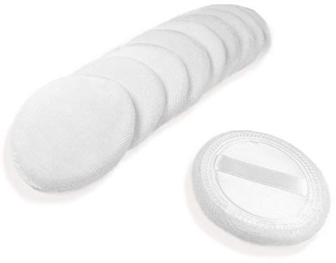 10pcs Powder Puff Cotton Cosmetic Powder Face Makeup Puffs Pads with Ribbon for Loose and Foundation 2.36 inch. (White)