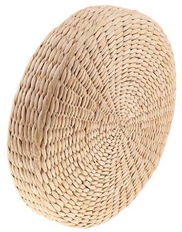 perfk Cojín de Paja Tejida para Asiento Cojín de Paja Hecho Tatami Yoga Cojines de Almohada para El Alfombrilla de Transpirable, 30x30x6cm