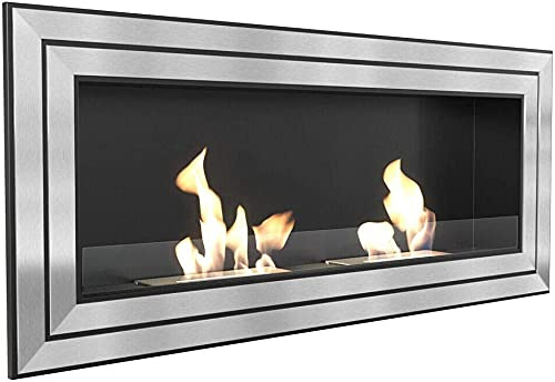 KRATKI bio spis JULIET | Väggmonterad etanol spis 650 x 1100 cm | 0,5 L behållare | Perfekt för hem, vardagsrum eller sovrum | TÜV - Rheinland testad | Olika stilar (1500 med glas)