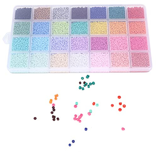 14000st 28 Färger 2mm Glaspärlor, Små Hantverk Runda Pärlor Smyckestillverkning, Hårpärlor för DIY Armband örhänge Gör Leverans Kit