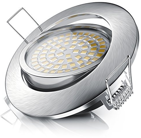 Brandson - 1x LED Deckenspot dimmbar und schwenkbar - Ultra Flache Spots Einbauleuchte - Einbauspot Deckenstrahler - Slim Aluminium Rahmen Edelstahl Optik - Abstrahlwinkel 120 Grad - 230V