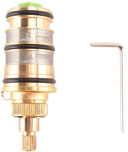 Tbkoly Brass Bath Shower Thermostatic &Handle for Mixing Valve Mixer Shower Bar Mixer Tap Shower Mixing Valve, Gold (269333)