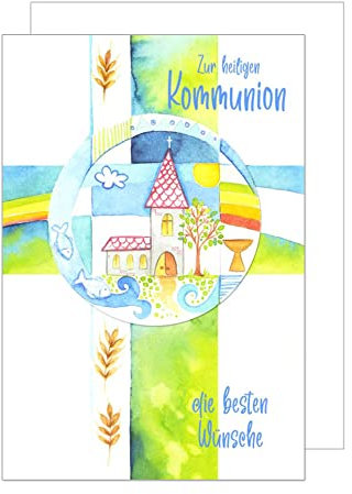 Edition Seidel exklusive Premium Kommunionskarte mit Umschlag. Glückwunschkarte Grusskarte Kommunion einzelne eine Kommunionskarte Junge Mädchen Karte (KO276 SW022) (Design 3)