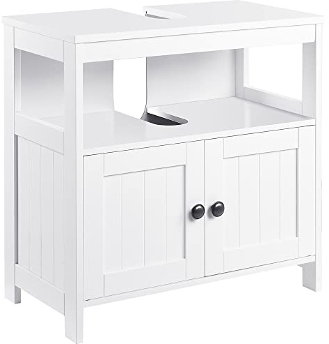 kleankin Waschbeckenunterschrank Unterschrank Badezimmerschrank mit offenem Fach Weiß 60 x 30 x 60 cm
