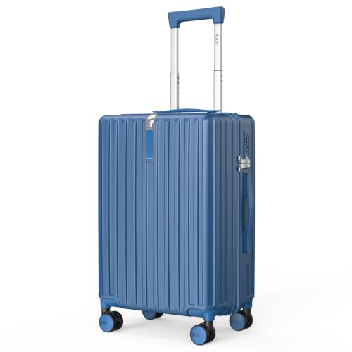 MGOB Koffer Handgepäck Hartschale aus Polycarbonat, 57x37,5x22,5 cm, 41L | Hartschalen-Reisekoffer aus leicht Polycarbonat, Kleiner Koffer mit 4 Laufrollen und Haken, für 10kg Handgepäck, Blau