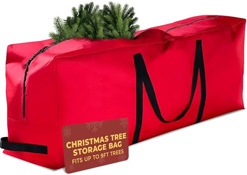 Festive Fix Christmas Tree Storage Bag – Extra Large Heavy Duty Zippered Fabric with Handles – Easy Christmas Storage for Artificial Trees (Fits up to 9ft)