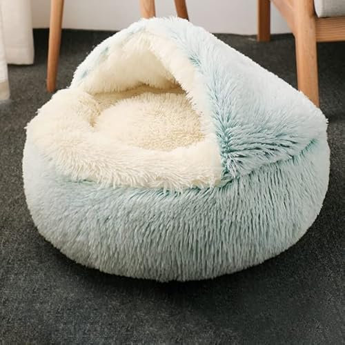 FUNZE 1 Stücke Haustier Hund Katze Bett Runde Plüsch Katze Warmes Bett Haus Weiches Langes Plüsch Bett Für Kleine Hunde Für Katzen Nest 2 In 1 Katzenbett