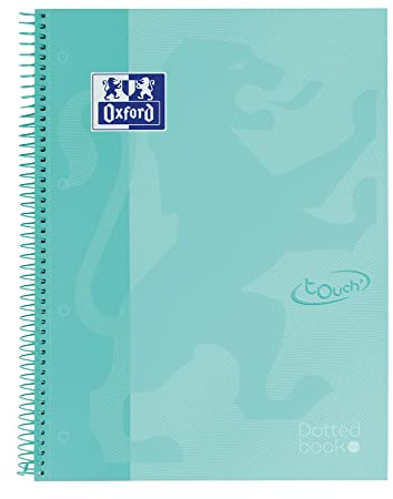 Oxford, Carnet A4+ pointillé, Bullet Journal, couverture extra rigide, 80 feuilles micro-perforées, Europeanbook Dotbook Touch, couleur Ice Mint Pastel