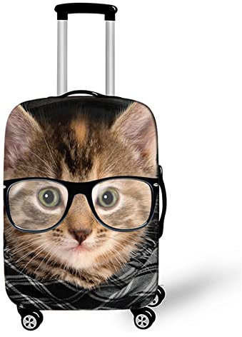 Mateju 3D Tier Kofferschutzhülle Elastisch Kofferhülle 18-32 Zoll, Gepäck Cover Reisekoffer Hülle Trolley Case Schutzhülle Luggage Cover Waschbare Staubdichte Kofferbezug (Katze,M)