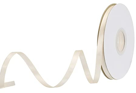 sourcing map 6 mm x 23 Meter Satinband, Doppelseitige Schleifenband Polyester Geschenkband für Deko Party Hochzeit Geburtstag Trauer Geschenkverpackung Band, Beige