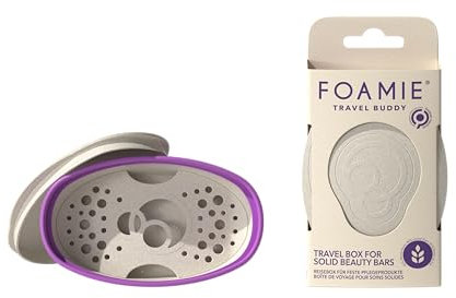 Foamie Portasapone da viaggio beige e viola Travel Buddy - Porta sapone solido sostenibile 100% impermeabile - Porta saponetta da viaggio o portasapone doccia