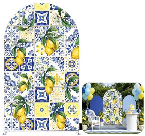 ZUS-Arch-GX-1180 Bogen-Hintergrundabdeckungen, dehnbarer Spandex-Stoff, zitronenblauer Hintergrund für Geburtstag, Babyparty, Party-Dekoration (18 x 90 cm)