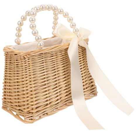 1 bolso de mano de perlas, bolso de mimbre para playa, bolso para playa, carteras cruzadas para mujer, bolsa de con perlas para mujer, bolsa de playa para mujer, bolsa de