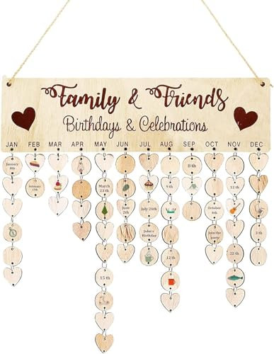 YHSKJCD Calendrier en Bois, En Bois D’anniversaire Rappel Calendrier, Plaque d'anniversaire pour Cadeau de Bricolage, Décoration de Maison, Cadeau pour Décoration de la Maison