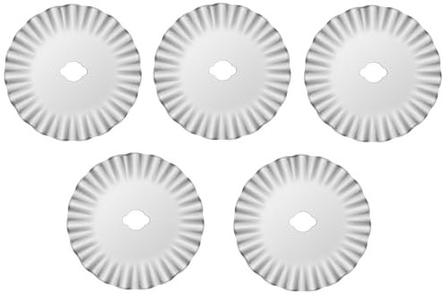 Vleant Paquete de 5 cuchillas de repuesto con forma de línea ondulada de 45 mm, cortador giratorio duradero, cuchillas versátiles para acolchar, álbumes de recortes, costura, manualidades