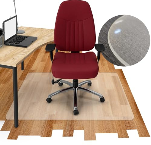 Geruchsneutrale Komfort Bodenschutzmatte Bürostuhl Unterlage mit abgeschrägter V-Kante Eckig 100 x 140 cm leicht mattiert transparent Antirutsch Stuhlunterlage Abwaschbar