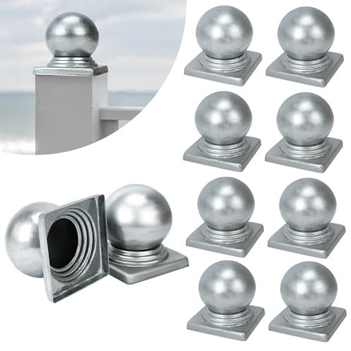 aleawol 10 tapas de poste de valla de metal de 100 x 100 mm, tapas de poste galvanizadas, tapas redondas de metal plateado, cubiertas de poste de valla de cubierta, tapas de poste para postes de