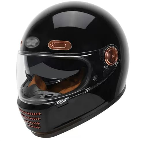 Retro Motorrad Motocrosshelme, Vintage Motorrad Integralhelme Mit Visier, Herren Damen Motorradhelm DOT/ECE-Zulassung, Lokomotive Offener Helme, ATV UTV Helme ( Color : E , Size : XL=(61-62cm) )