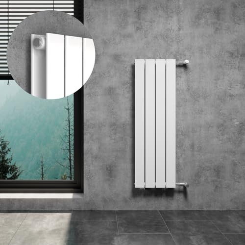 WITEN&NOCK Flach Paneelheizkörper Weiß 300 x 950 mm Doppellagig, 588 Watt | POSTA Designheizkörper mit Seitenanschluss Austauschheizkörper Nabenabstand 900 mm inkl. Montageset