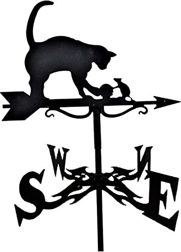 Brigtviee Girouette en Métal Girouette de Toit Noir avec Décoration à Imprimé Animalier Outils de Mesure Indicateur de Direction du Vent pour Extérieur, Jardin, Toit, Paddock Décoration,C