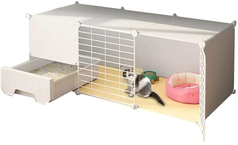 Katzenkäfige für Den Innenbereich mit Katzentoilette, Catio Outdoor-Katzengehege, Käfighaus, Katzenzwinger, Abnehmbare Zwinger-Innenkiste für Zimmerkätzchen (Size : 42.1x14.5x14.5in)