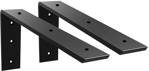 Arbeitsplattenstütze, 35,6 cm, robust, 1 cm dick, schwarzes Granit, L-Halterung, 35,6 x 15,2 x 6,3 cm, Kamin-Korbels für Quarz/Holz/Beton/Laminat, 2 Stück