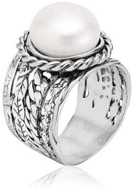 925 Sterling Silver Pearl Braid Leaf Ring by Jean Rachel