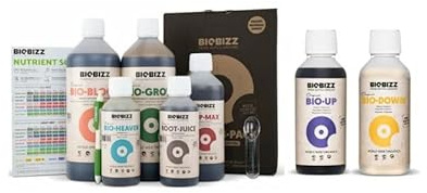 BioBizz Starters Pack + Bio Bizz ph down 250ml + Bio-Bizz ph-up 250ml | Dünger-Komplettset | Bio-Dünger | Bio pH-Regulatoren | Indoor & Outdoor Anbau | organisch