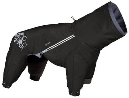 Hurtta Mudventure Overall ECO, Hunderegenmantel, Wasserdicht (Raven, 35S)
