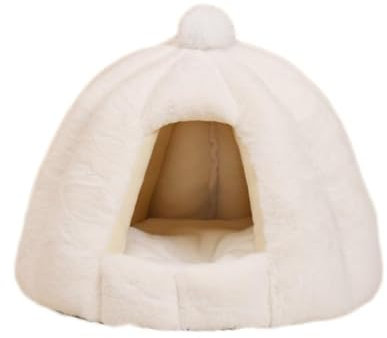 Pevfeciy Katze kleine Hund gemütliche Bett Haustiere Bett kuschelhöhle für Katzen Beruhigendes Katzenbett Haustierbett für kleine Hunde weicher,Weiß,M