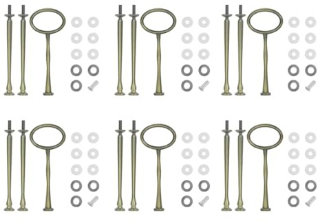 KOOMUAO 6 Pack Etageren Stangen Set, 2 Bis 3 Etagere Etagen Tortenstaender,Vintage Metallstangen Mittellochausstech,Tortenständer Tortenhalter für Kuchen, Obsttablett, Pralinen, Süßigkeiten (Bronze-3)