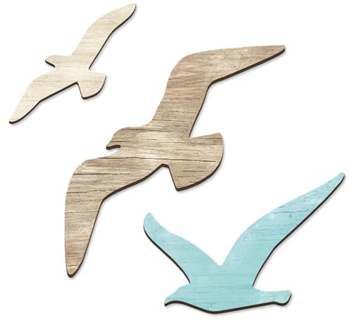 XFSRG Decorazioni Parete Moderne Gabbiani in Legno Colorato Decorazioni da Parete Soggiorno e Camera da Letto Sculture a Parete per Decorazioni Casa (Blu B)