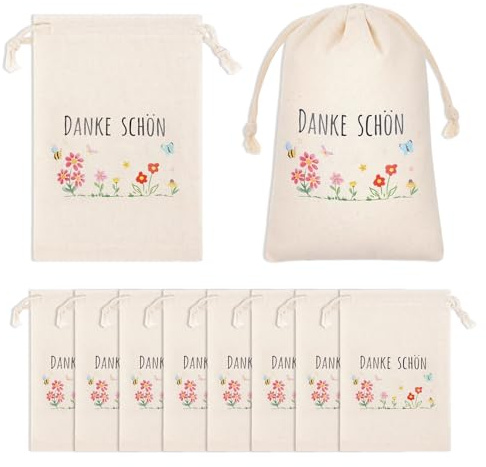 10 Stück Erzieherin Geschenk Danke Gastgeschenke Geschenktüten Dankeschön für Abschluss Taufe Geburtstag Hochzeit Mitgebsel Stoffbeutel mit Kordelzug für Lehrerin Kollegen (Farbe 1)