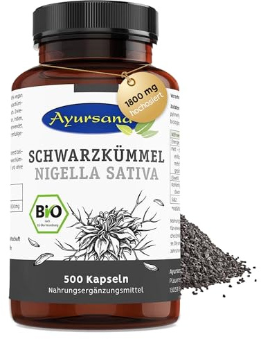 Ayursana Bio Schwarzkümmel 500 Kapseln – mit HMPC pro