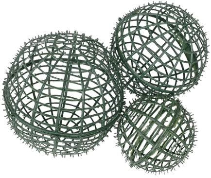 ULTECHNOVO 3pcs Wedding Flower Ball Cage Sturdy Lightweight Plastic Greenery Support Frame for DIY Floral Arrangements Reusable Faux Boxwood Topiary Ball Holder for Weddings Parties and