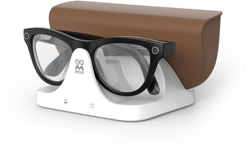 AMVR Magnetisk laddningsstation 2 i 1 kompatibel med Ray Ban Meta Wayfarer/Skyler/Headliner Smart Glasses Case Tillbehör, laddare med LED-indikator