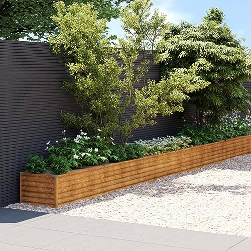 Woonisher Jardinera Acero Corten 770x50x36 Cm, Jardinera Alta para Terraza Y Balcón, Macetas Exterior Grandes Floreiras Exterior