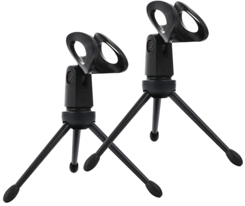 PRETYZOOM 2 Stück-Pack Mikrofon Dreifußhalter aus Kunststoff Faltbar Schwarz 15 X 6 X 3,5cm für Podcasts Videochats Home Studio