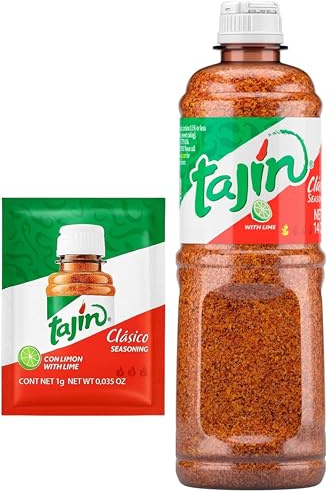 Tajin Clasico Seasoning 400g with Free Mini 1g Sachet | Spicy Chile-Lime Powder for Fruit, Snacks, Popcorn & Vegetables | Authentic Mexican Flavour Booster