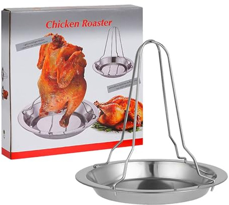 Zuasdvnk Support à rôtir de poulet pour four, support de volaille en acier inoxydable antiadhésif, pliable, grand rôtissoire verticale antiadhésive, pour cuisine, four, nourriture, restaurant, fête