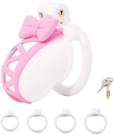 Jaula de Castidad para Hombres Jaula de Pene Bondage Juguete Sexual con 4 Anillos de Diferentes Tamaños CB Sissy Set para Parejas
