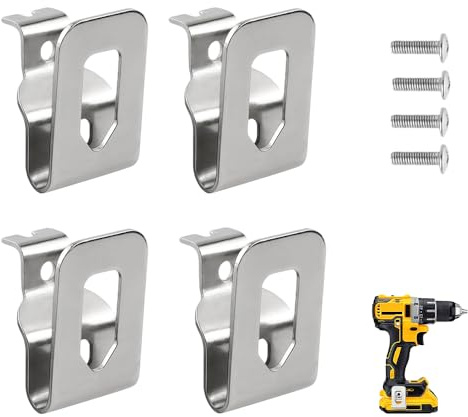 4 Pcs Electric Drill Belt Clip Replacement Hooks with Screws, Universal for Impact Drivers and Power Tools