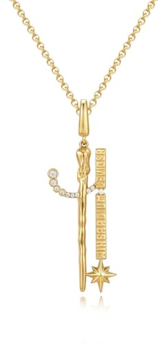 FANCIME Harry Potter x Kollaboration - Harry Potter/Hermione/Ron/Malfoy/Dumbledore Wand Halskette, Gelb Plated Copper Pendant Halskette Schmuckgeschenke für Damen Mädchen